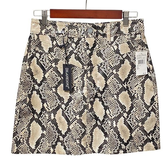 Blank NYC Snake Print Vegan Leather Mini Skirt 27 NWT High Rise Y2K Edgy Chic - Picture 5 of 10